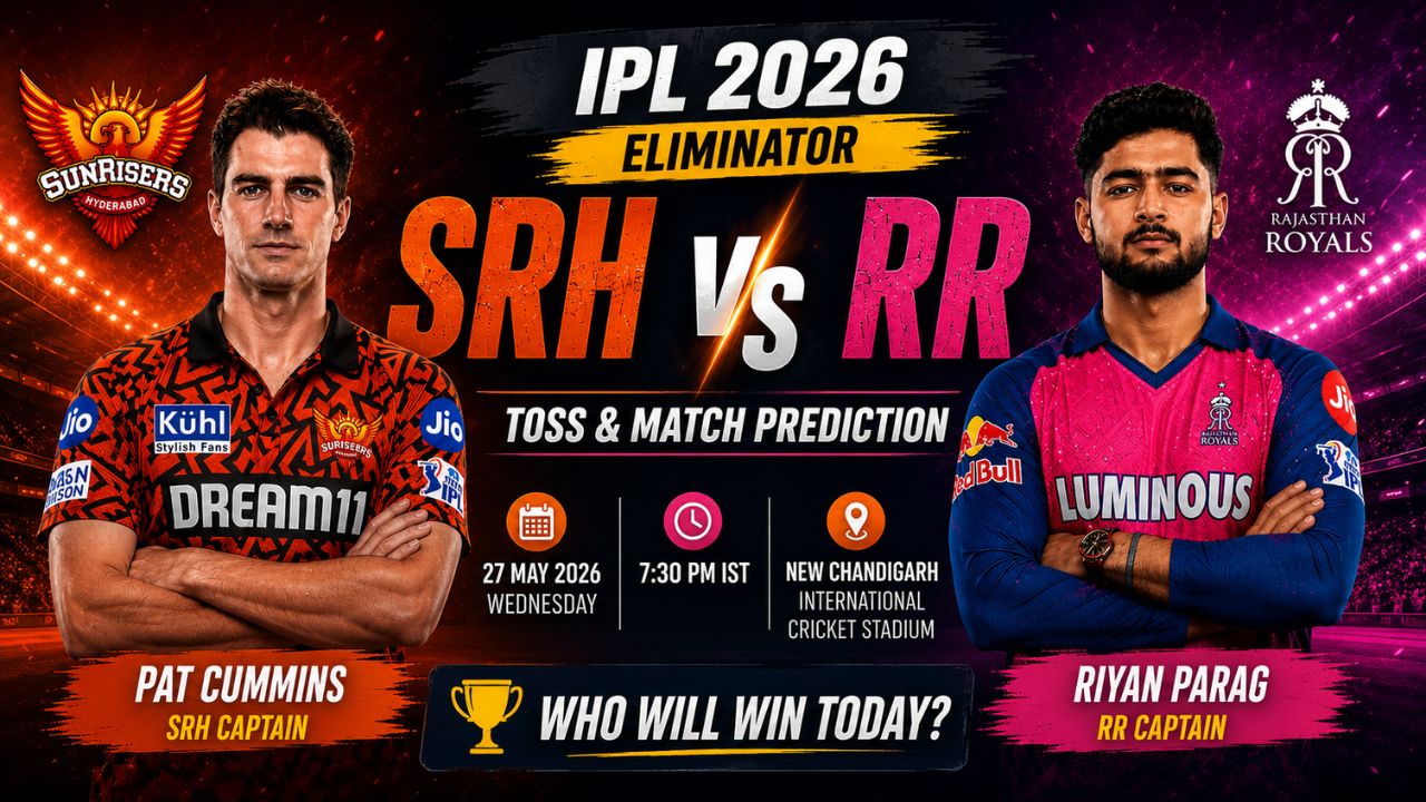 Read more about the article SRH vs RR Today Toss Prediction & Match Prediction (100% Sure), Pitch Report, Captain Analysis: Who Will Win Today’s Eliminator IPL 2026 Match?